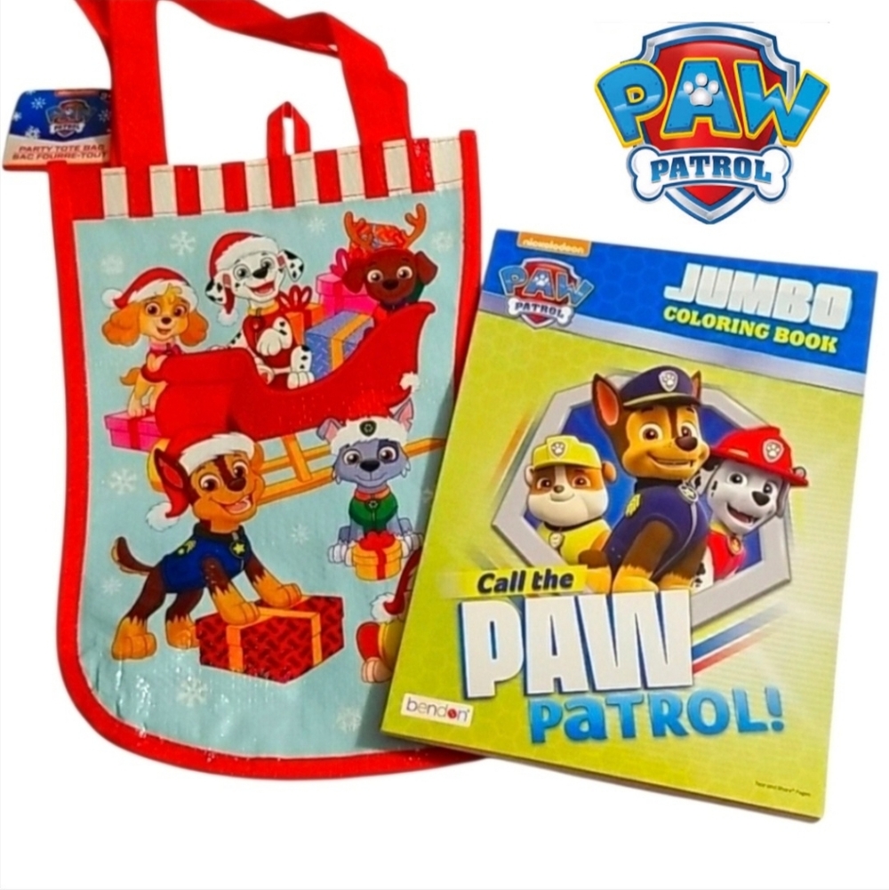 NEW Paw Patrol Stocking - Tote Bag & Coloring Book